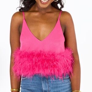 Pink feather top